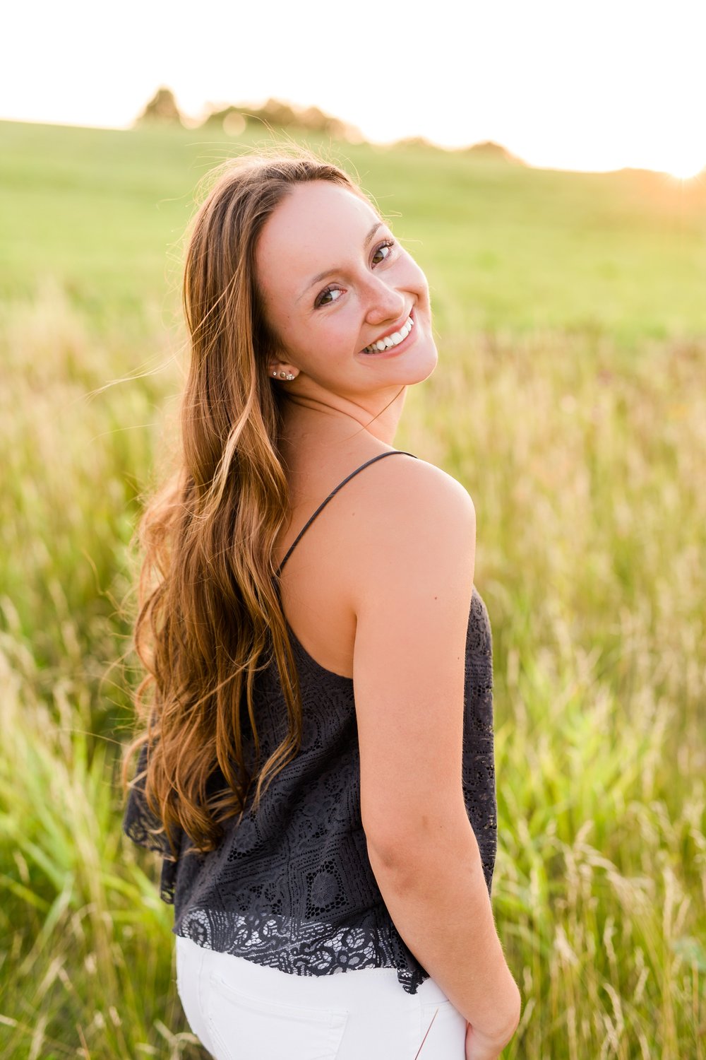 Rural Minnesota High School Senior Session with Hay Bales and by the Lake near Audubon, MN | Livi