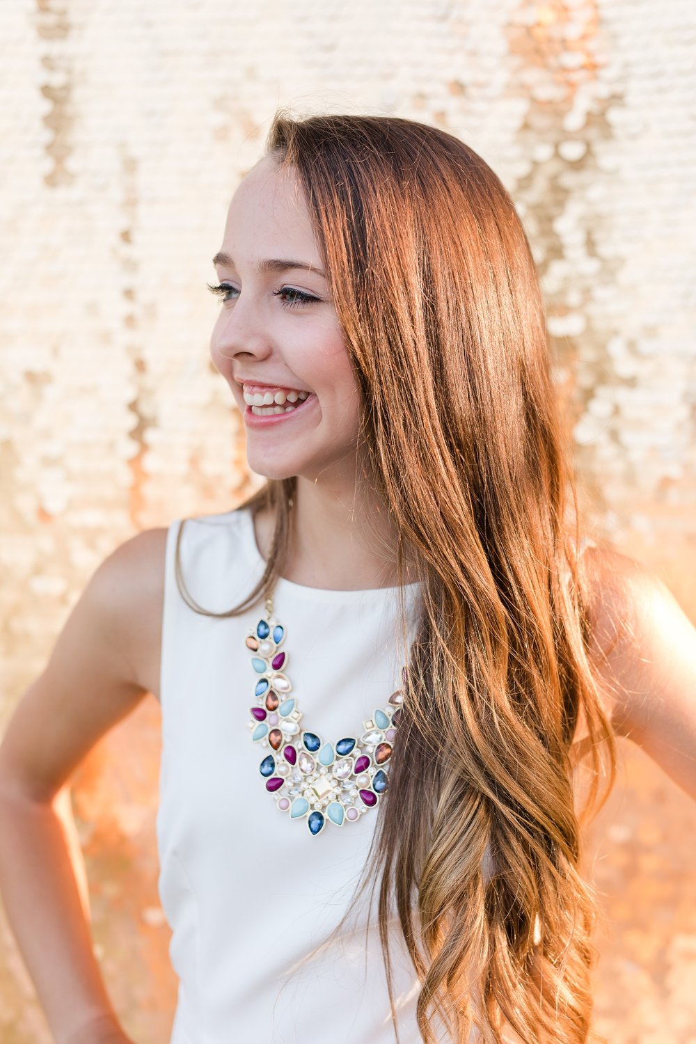 Dance and Country Styled High School Senior Session by Amber Langerud Photography near Audubon with Drop it Modern Gold Sequin Backdrop | Riley