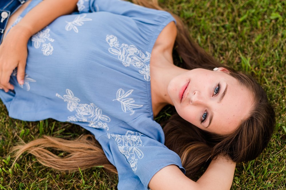 Dance and Country Styled High School Senior Session by Amber Langerud Photography near Audubon in a grassy field | Riley