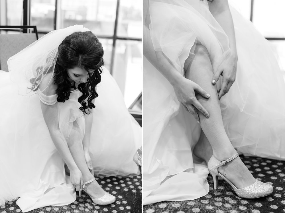 Downtown Fargo Disney Themed Wedding by Amber Langerud Photography | putting on the shoes