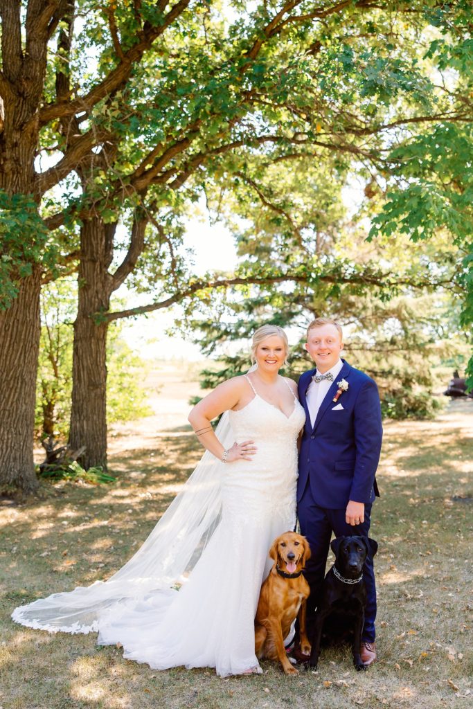 Frazee, MN Wedding | Bride and Groom Portraits with dogs