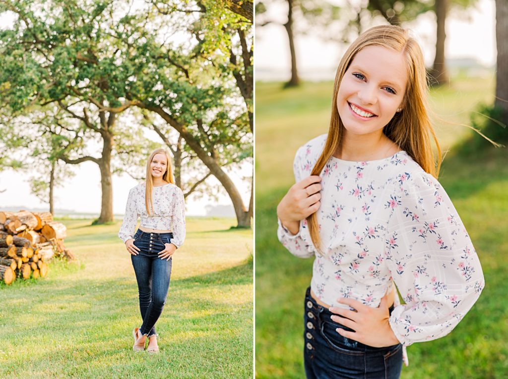 Hawley High School Senior Pictures with grass and trees in the background