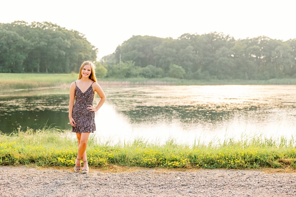 Hawley High School Senior Pictures of a girl in front of a lake
