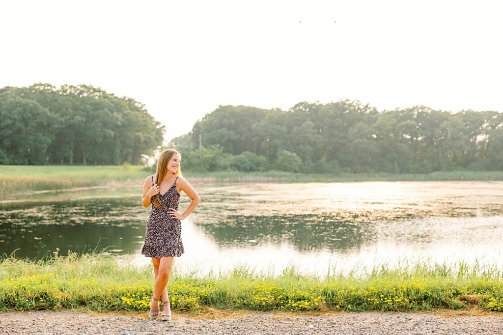 Hawley High School Senior Pictures standing in front of a lake