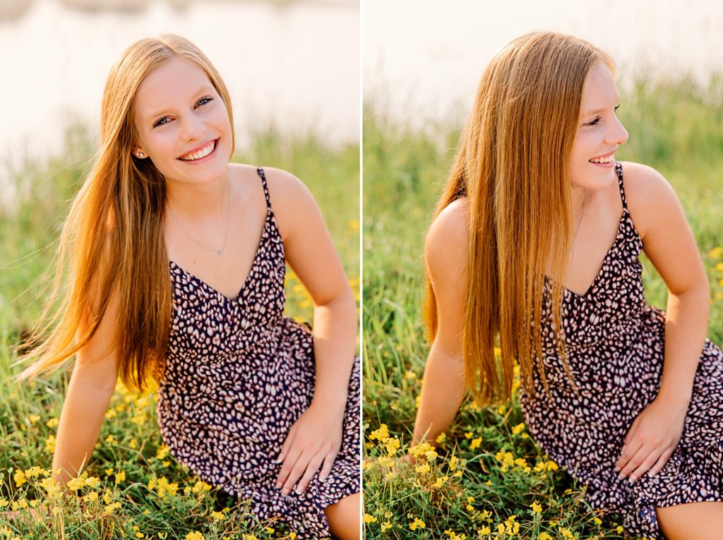Hawley High School Senior Pictures sitting in yellow flowers
