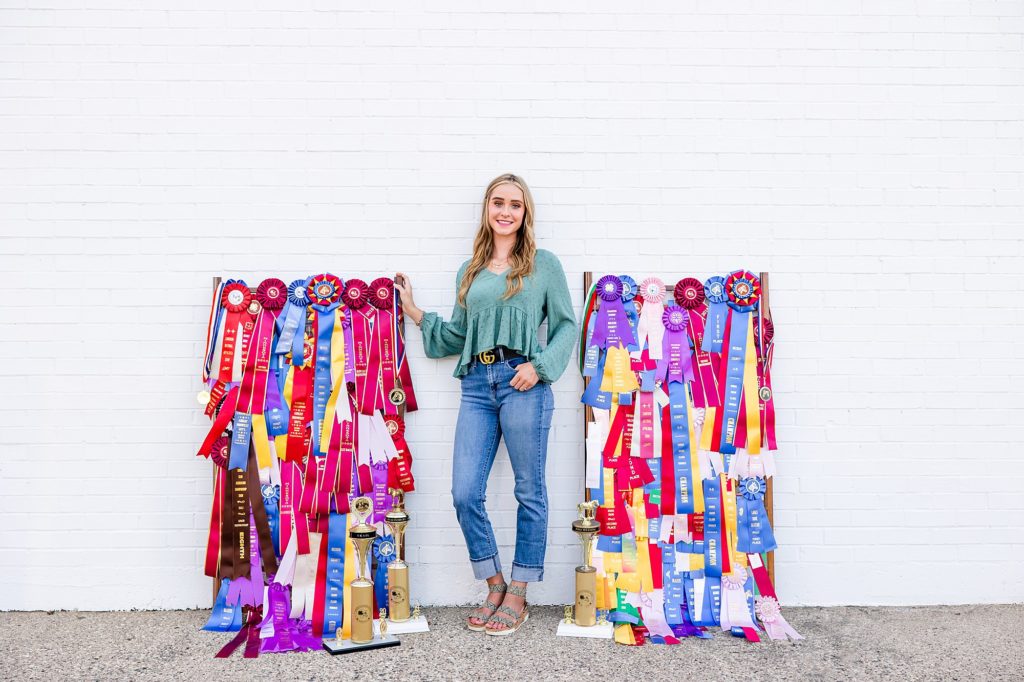 Senior Pictures with your Horse trophies and ribbons 