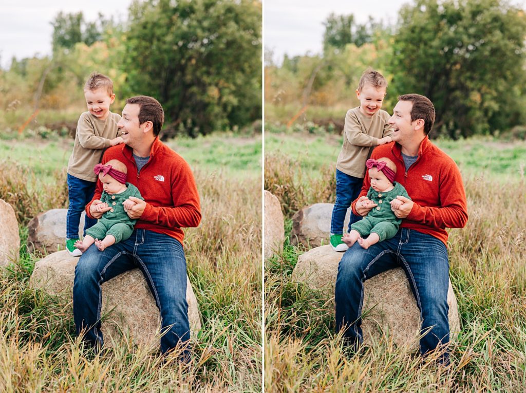 Father-kid family portraits