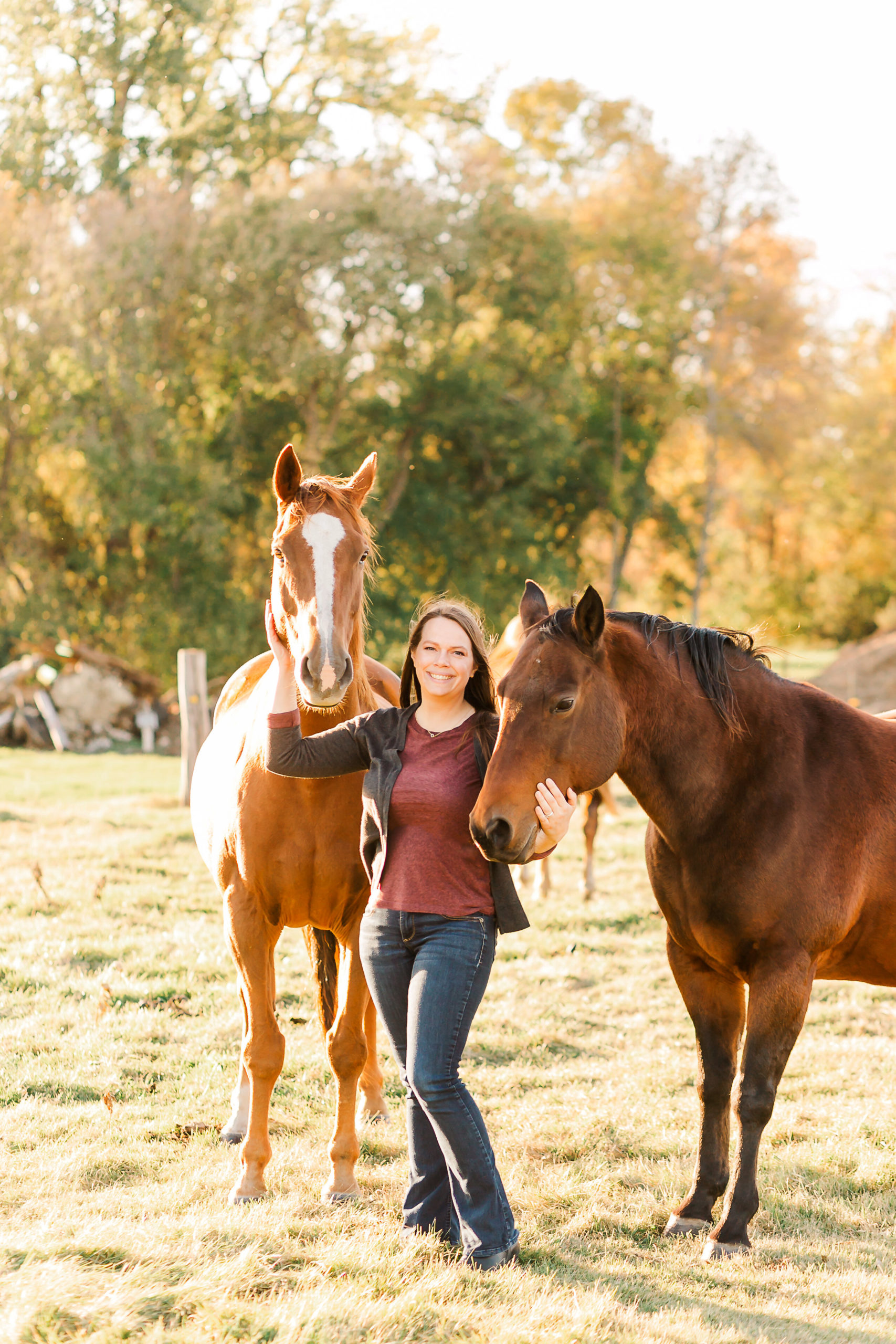 Amber Langerud with two horses