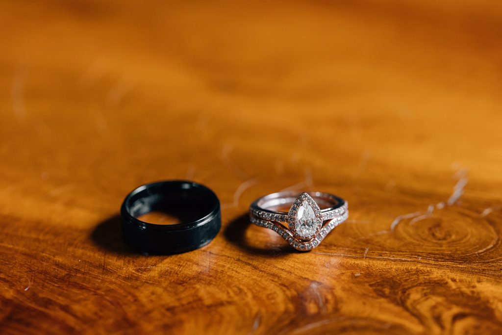 Wedding Rings on a wood table