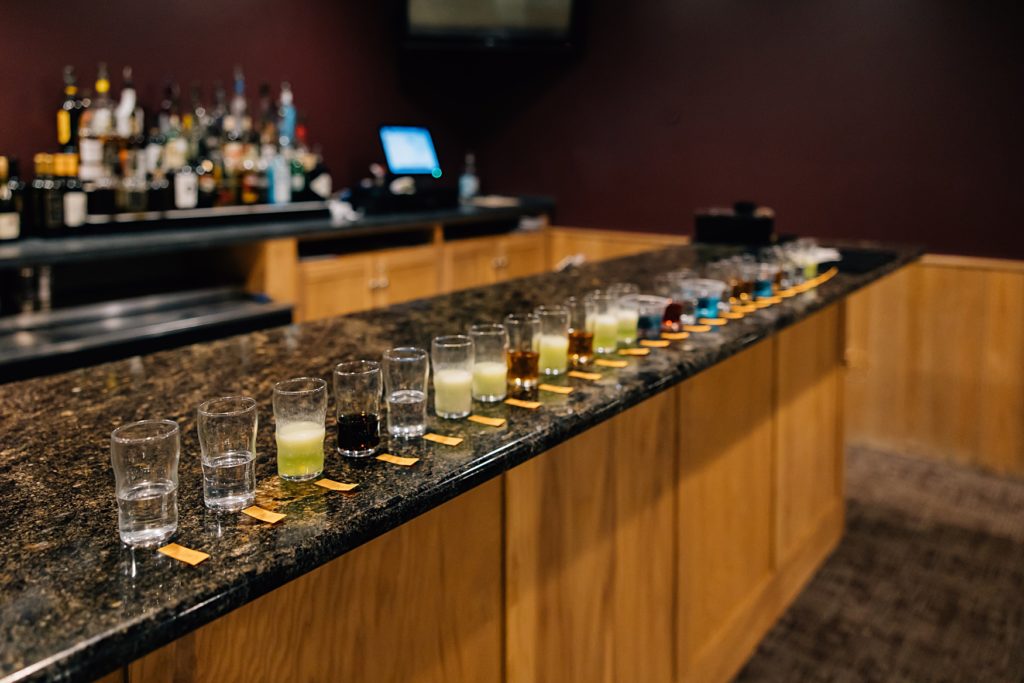 Shots lined up for a New Years Eve Wedding at the Timbers Event Center
