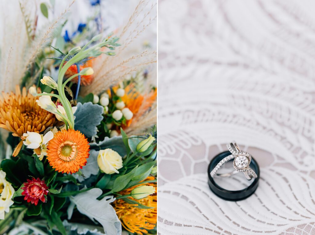 western themed wedding flowers and rings
