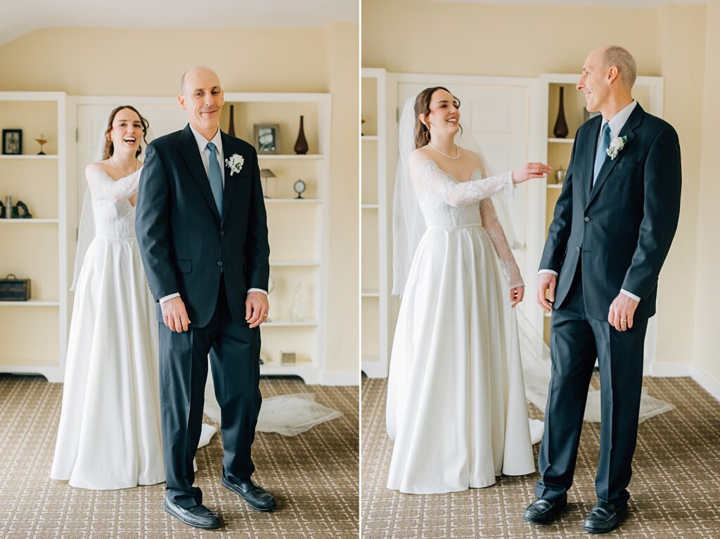 Daddy - daughter first look at the Lafayette Club in Minnetonka Beach, MN