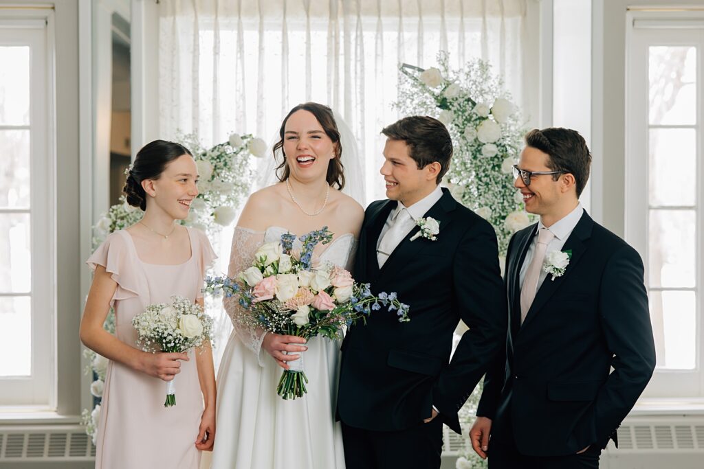 Best Man and Maid of Honor with bride and groom at the Lafayette Club in Minnetonka Beach, MN