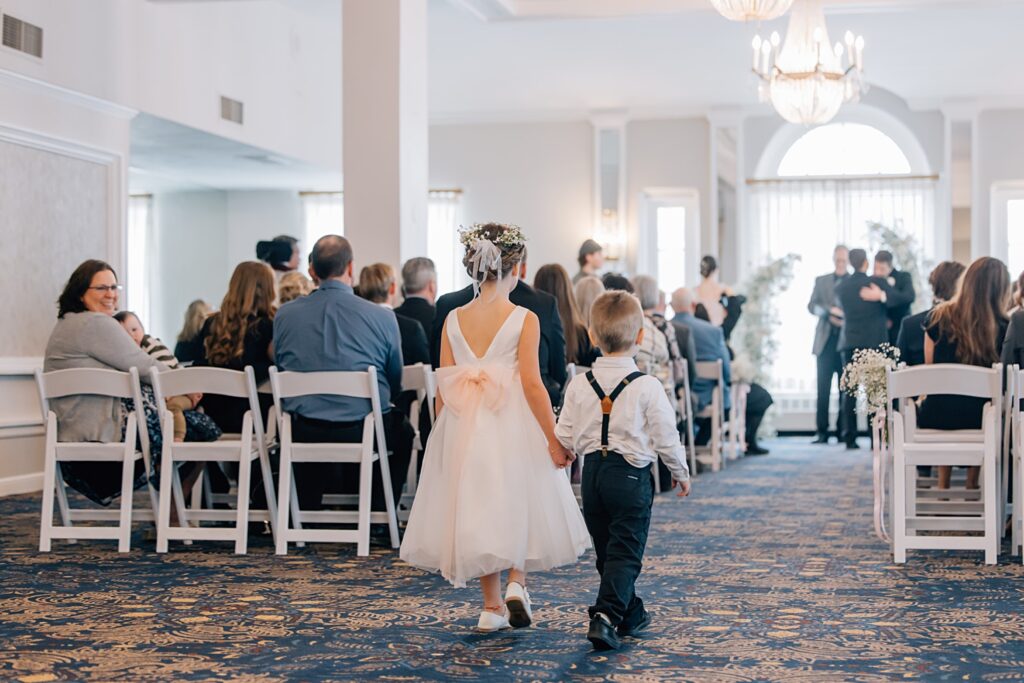 Ring bearer and flower girl at the Lafayette Club in Minnetonka Beach, MN