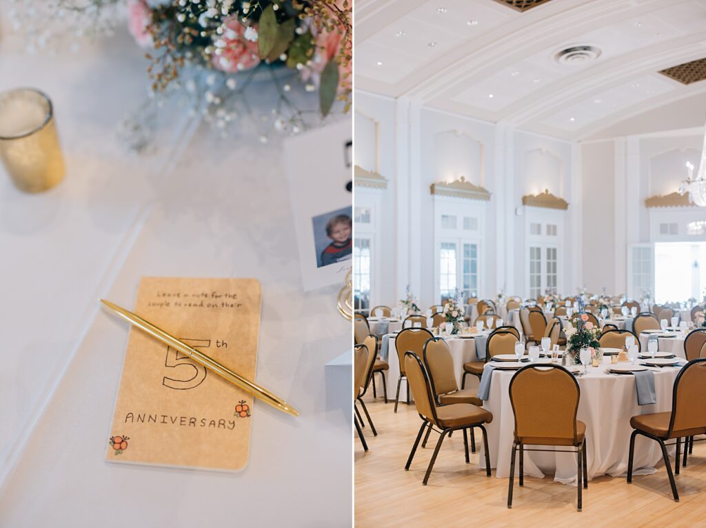 Reception decor at the Lafayette Club in Minnetonka Beach, MN