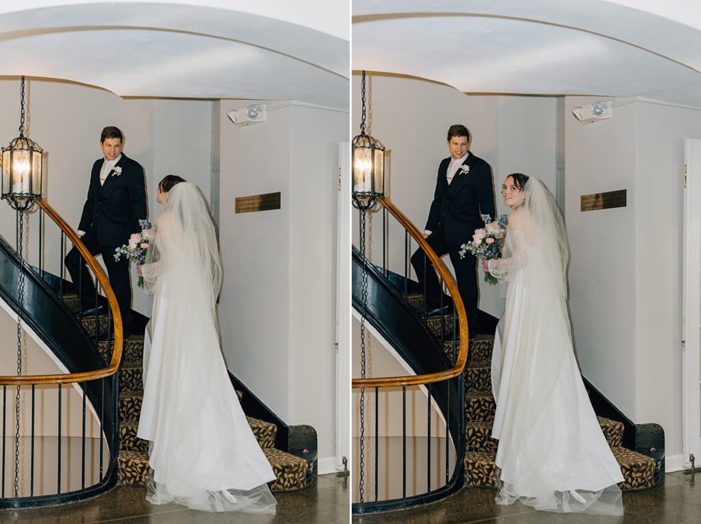 Bride and Groom Portraits at the Lafayette Club in Minnetonka Beach, MN