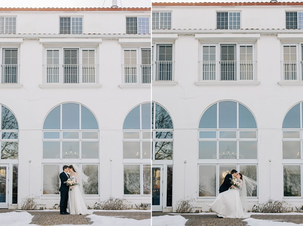 Bride and Groom Portraits at the Lafayette Club in Minnetonka Beach, MN