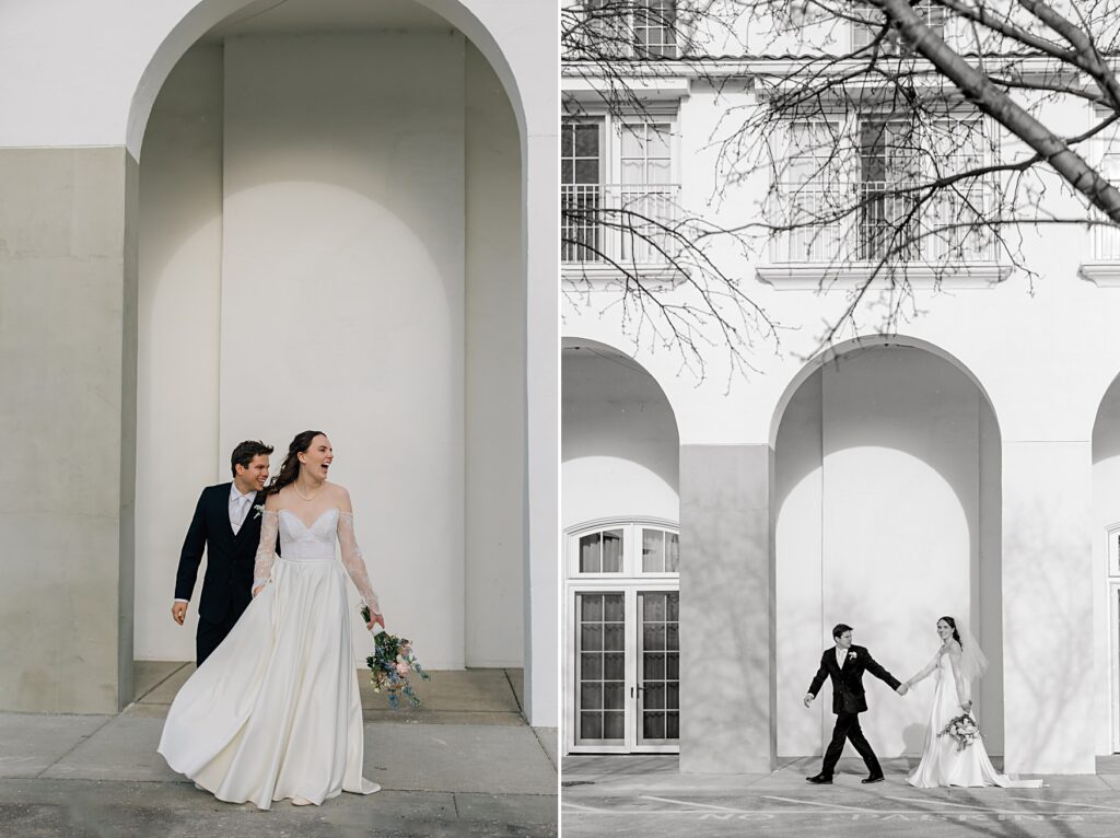 Bride and Groom Portraits at the Lafayette Club in Minnetonka Beach, MN