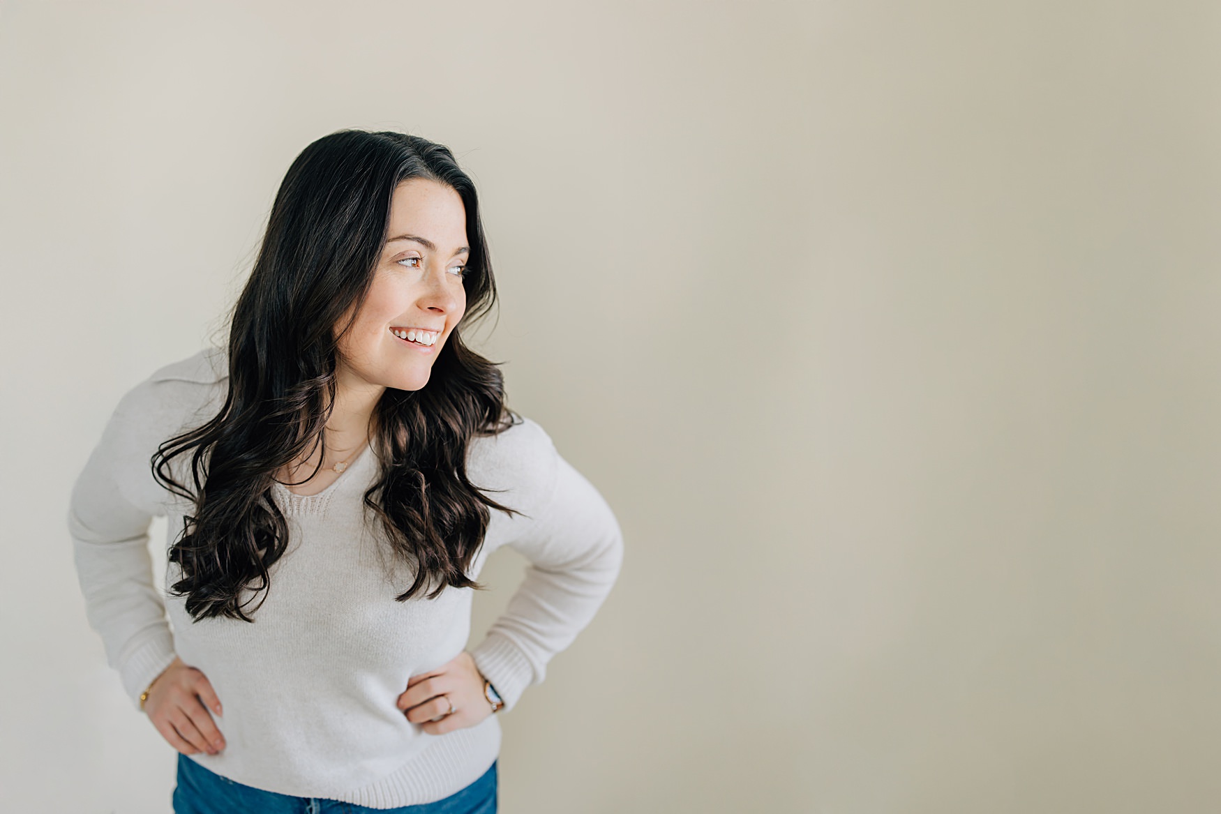 brand photography session with client wearing relatable outfit in detroit lakes, minnesota