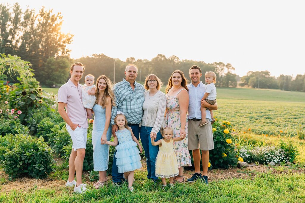 Outdoor family photo session with soft, flattering light.